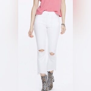 MOTHER Insider Crop Step Fray Jeans Size 30 White Cracked Slipper Distressed